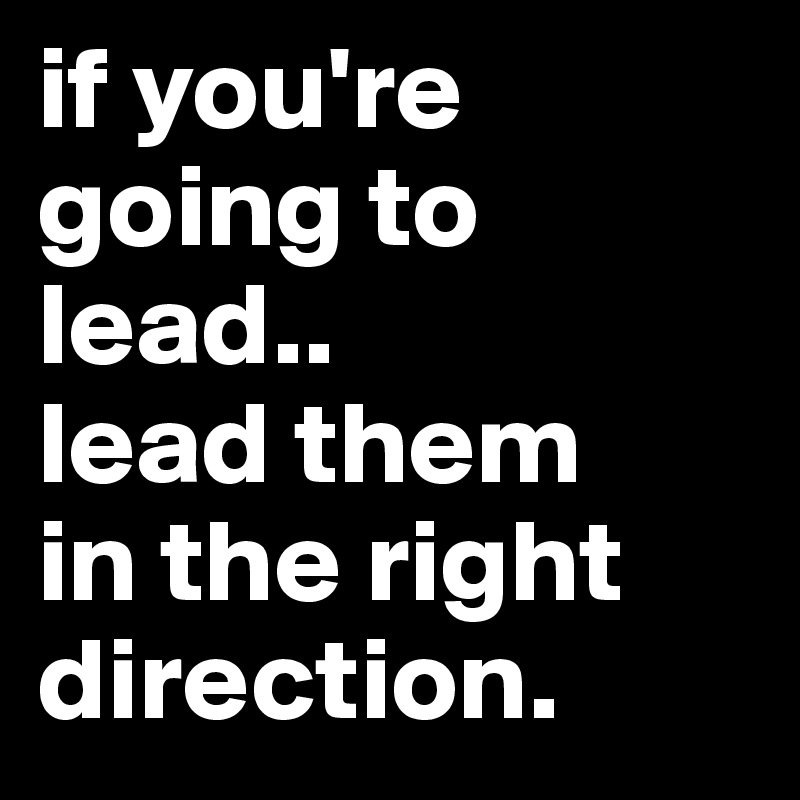 if you're going to lead.. 
lead them
in the right
direction. 