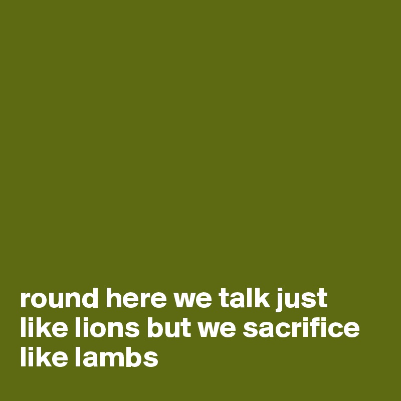








round here we talk just like lions but we sacrifice like lambs
