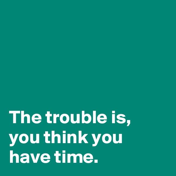 




The trouble is, you think you have time. 
