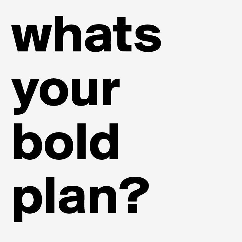 whats your bold plan?