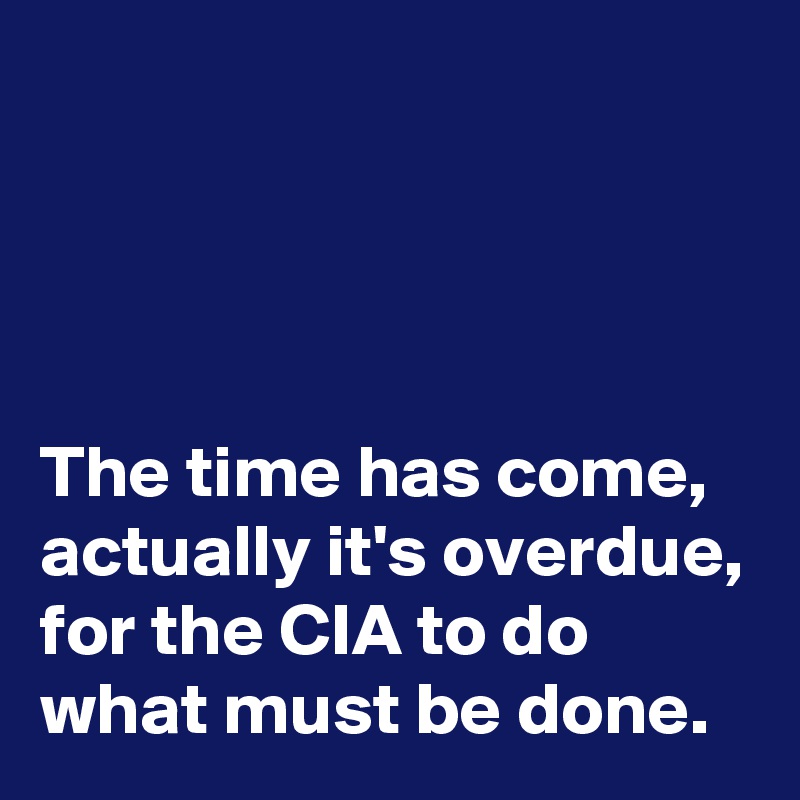 




The time has come, actually it's overdue, for the CIA to do what must be done.