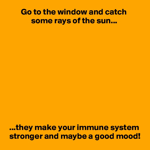         Go to the window and catch
              some rays of the sun...











 ...they make your immune system
 stronger and maybe a good mood!