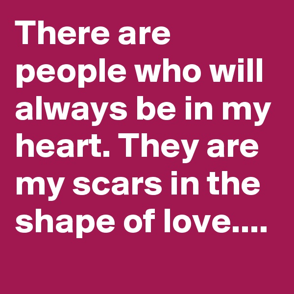 There are people who will always be in my heart. They are my scars in the shape of love....