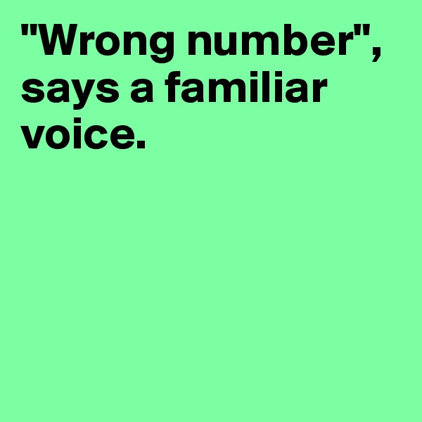 "Wrong number", 
says a familiar voice.




