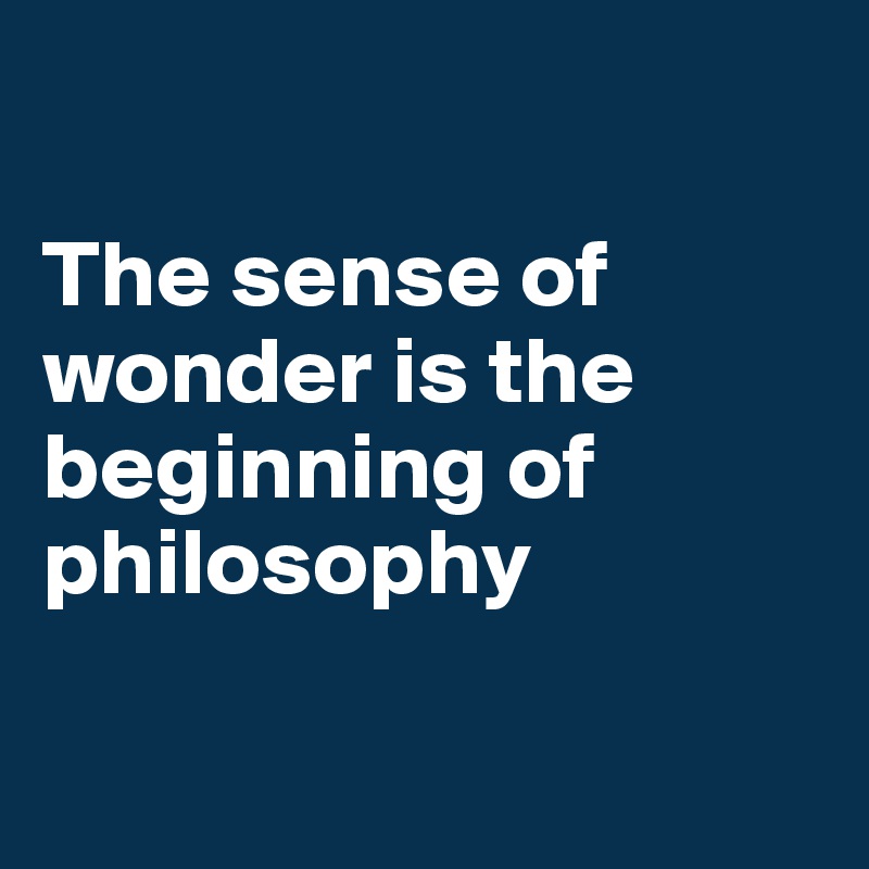 
                                        The sense of wonder is the beginning of philosophy 

