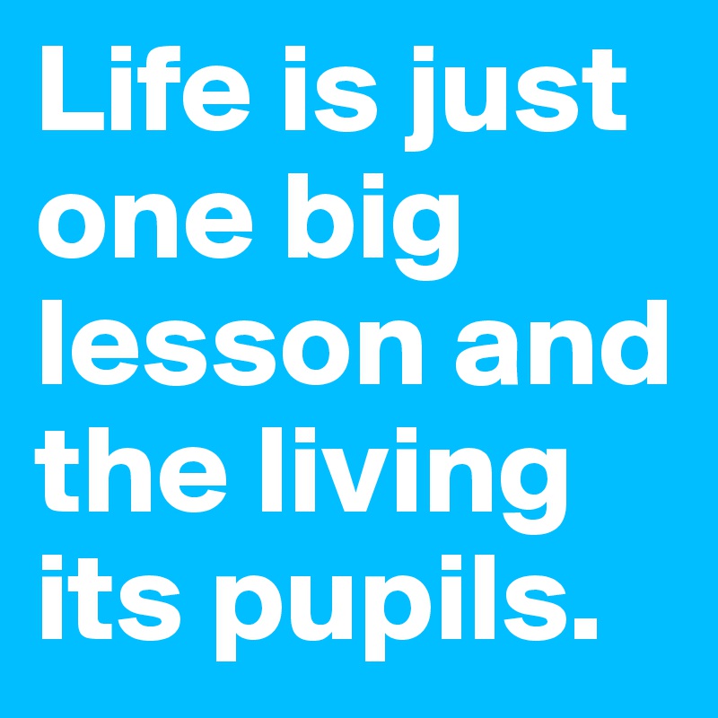 Life is just one big lesson and the living its pupils.