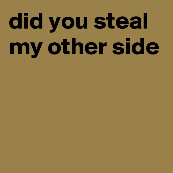did you steal my other side



