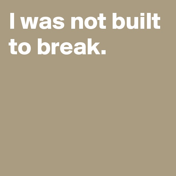I was not built to break.



