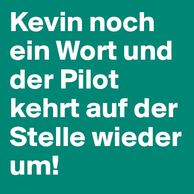 Kevin noch ein Wort und der Pilot kehrt auf der Stelle wieder um!