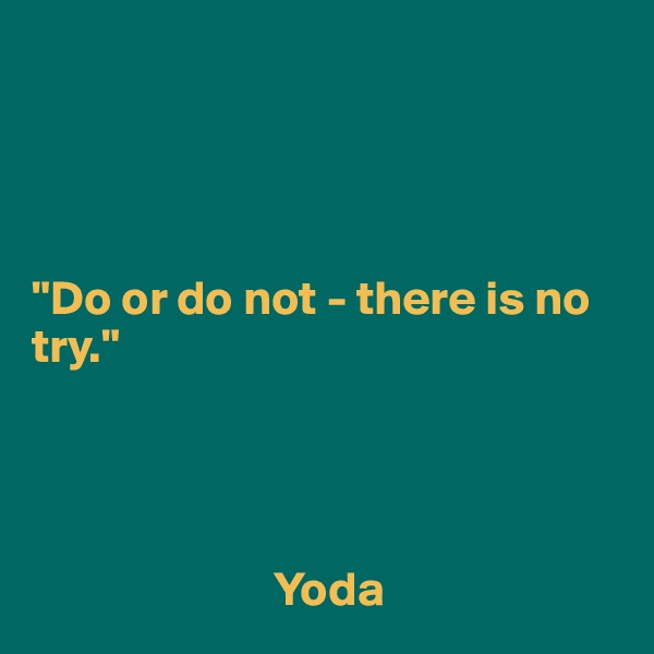     




"Do or do not - there is no try." 




                         Yoda