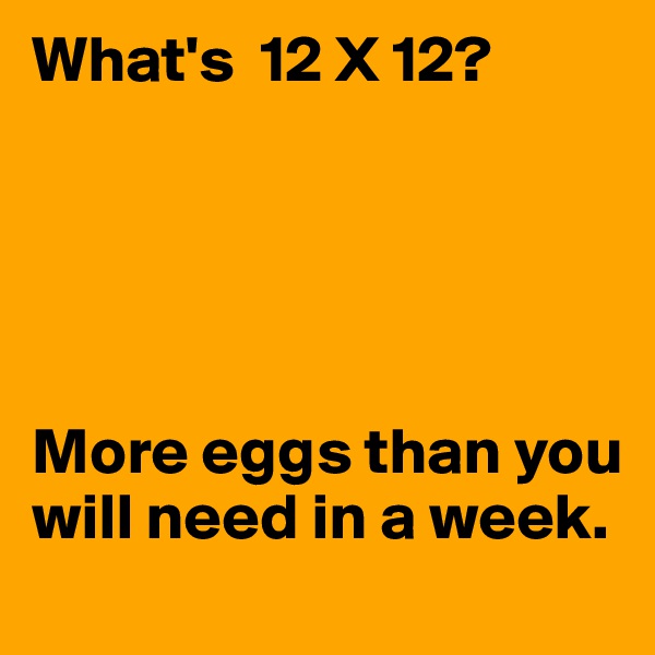 What's  12 X 12?





More eggs than you will need in a week.