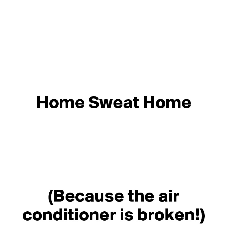 



Home Sweat Home




(Because the air conditioner is broken!)