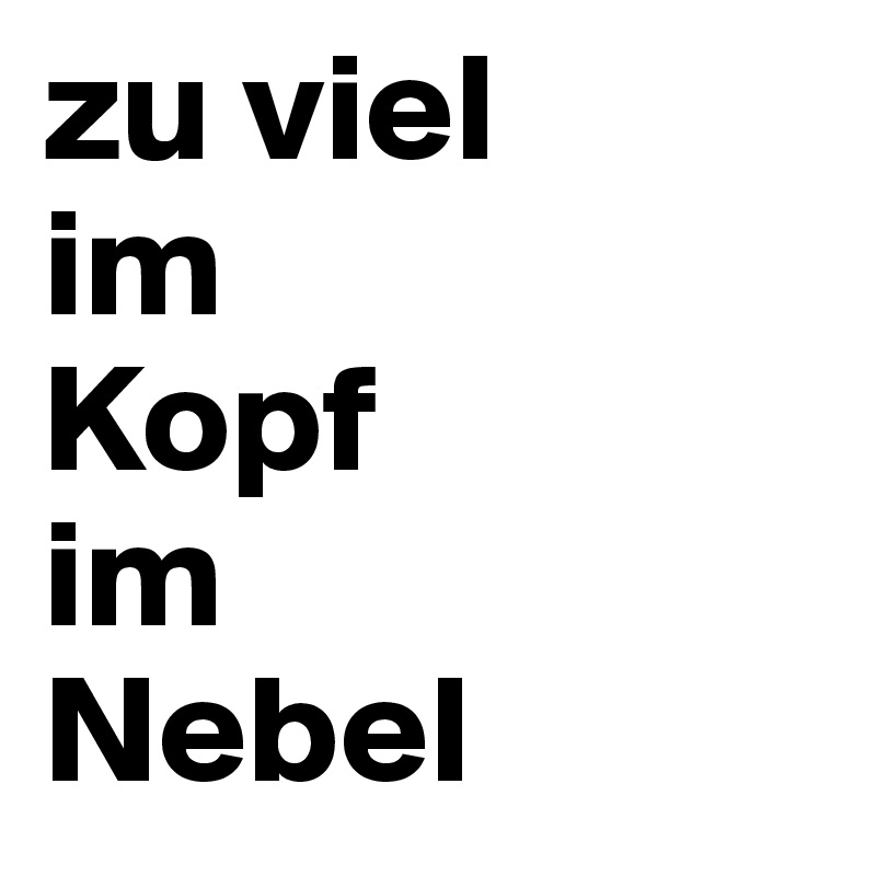 zu viel 
im 
Kopf 
im 
Nebel