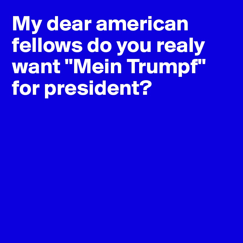 My dear american fellows do you realy want "Mein Trumpf" for president?





