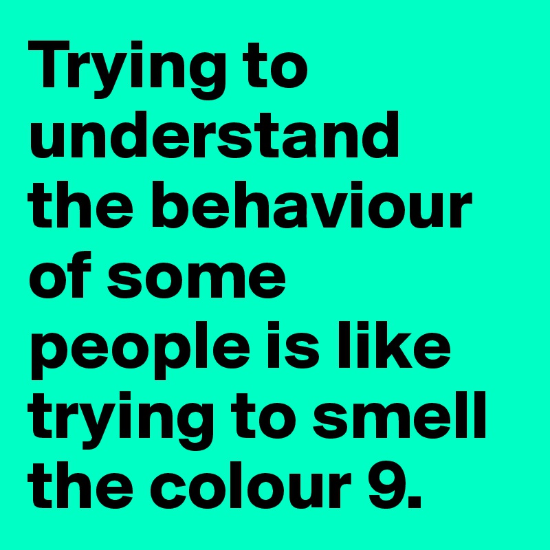 Trying to understand the behaviour of some people is like trying to smell the colour 9.