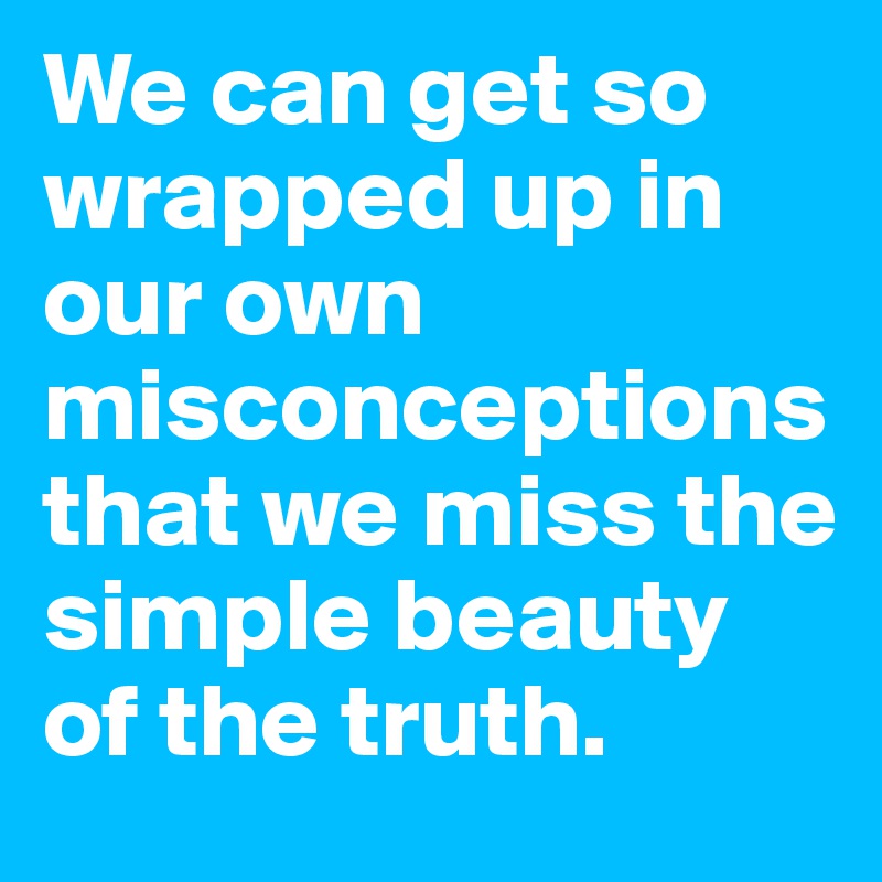 We can get so wrapped up in our own misconceptions that we miss the simple beauty of the truth.
