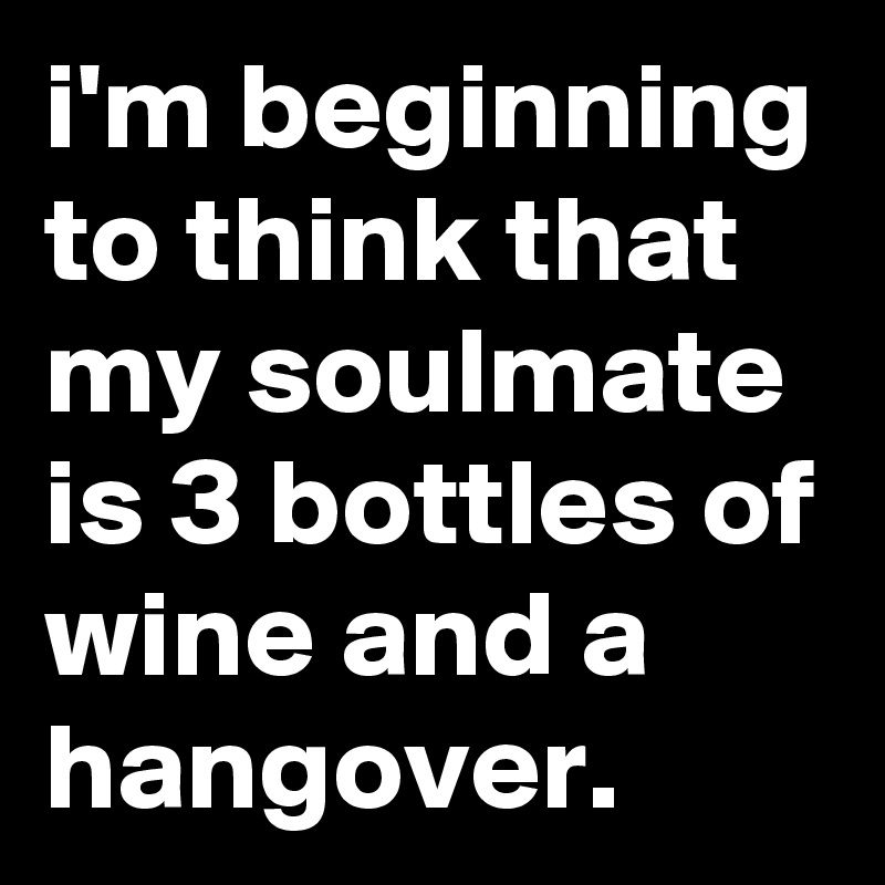 i'm beginning to think that my soulmate is 3 bottles of wine and a hangover.