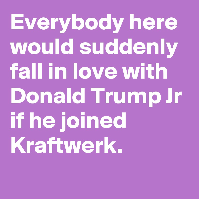 Everybody here would suddenly fall in love with Donald Trump Jr if he joined Kraftwerk.