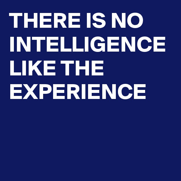 THERE IS NO INTELLIGENCE LIKE THE EXPERIENCE