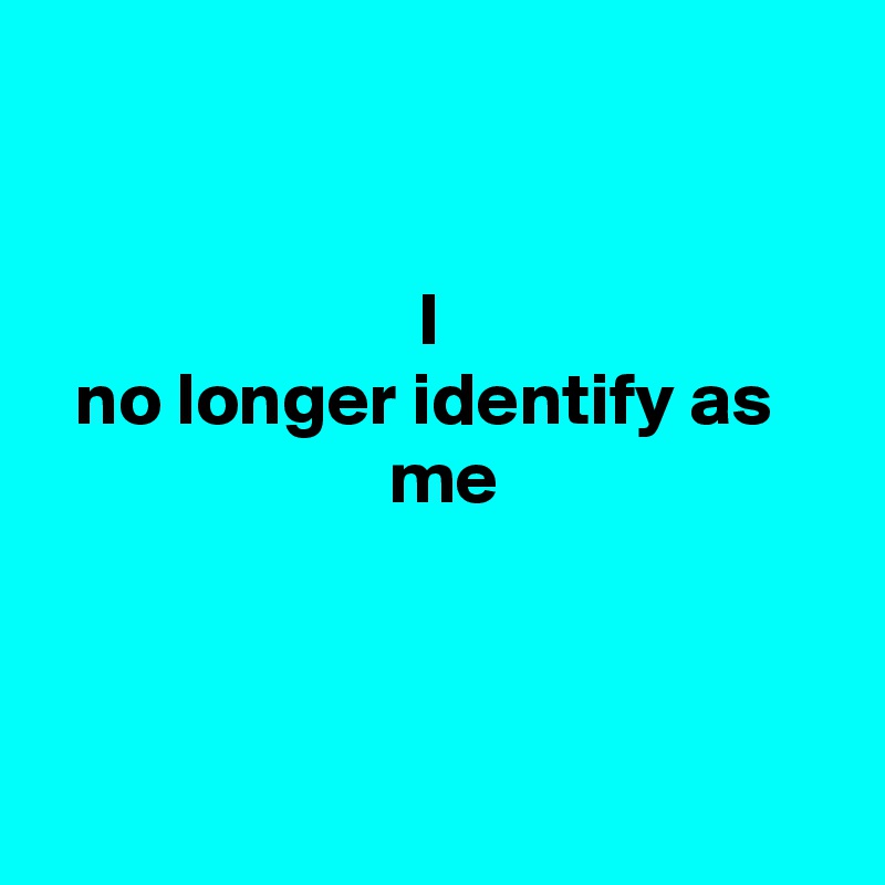 

                 
                         I 
  no longer identify as 
                       me



