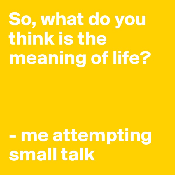 So, what do you think is the meaning of life?



- me attempting small talk