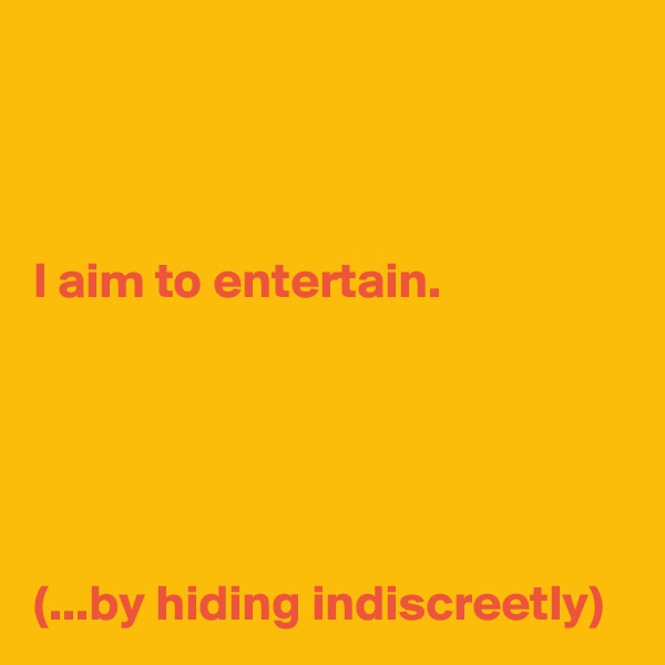 



I aim to entertain.





(...by hiding indiscreetly)
