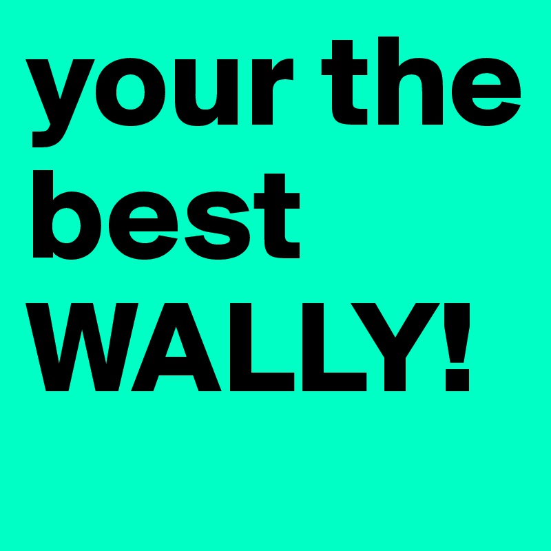 your the best WALLY! 
