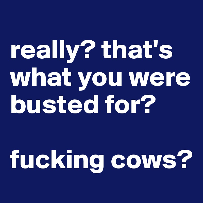 
really? that's what you were busted for?

fucking cows?
