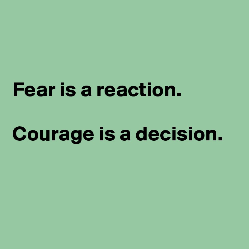 


Fear is a reaction.

Courage is a decision. 




