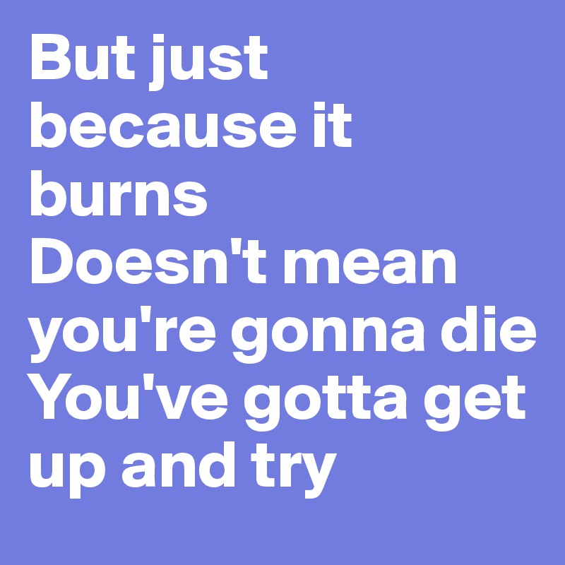 But just because it burns
Doesn't mean you're gonna die
You've gotta get up and try 