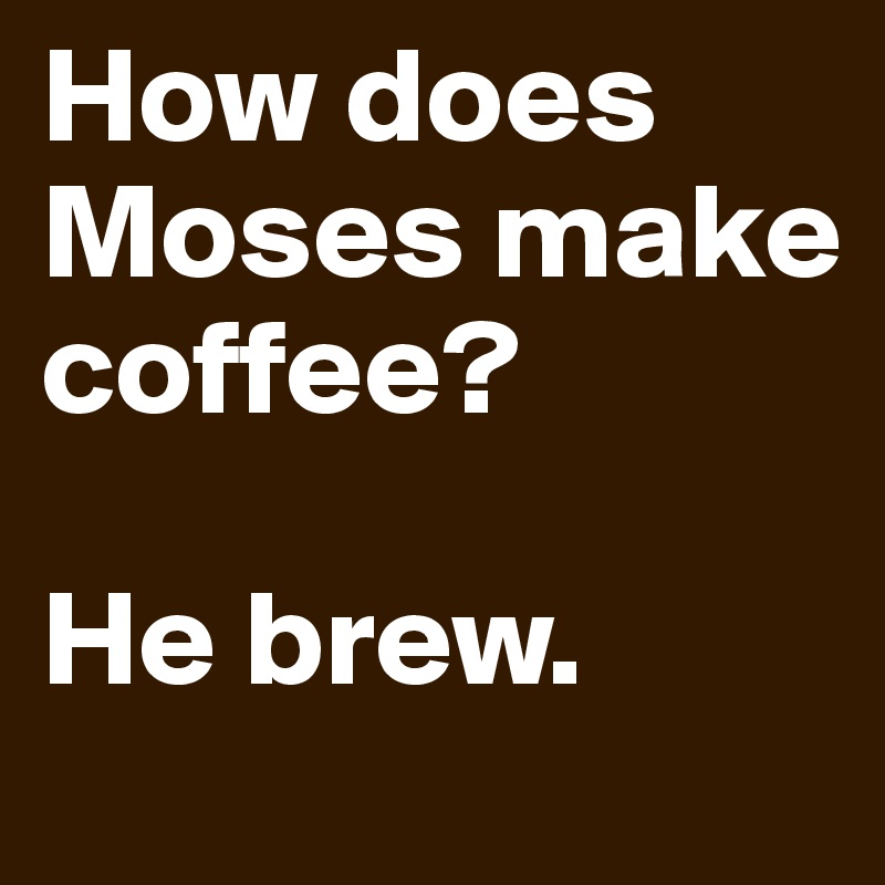 How does Moses make coffee?

He brew.