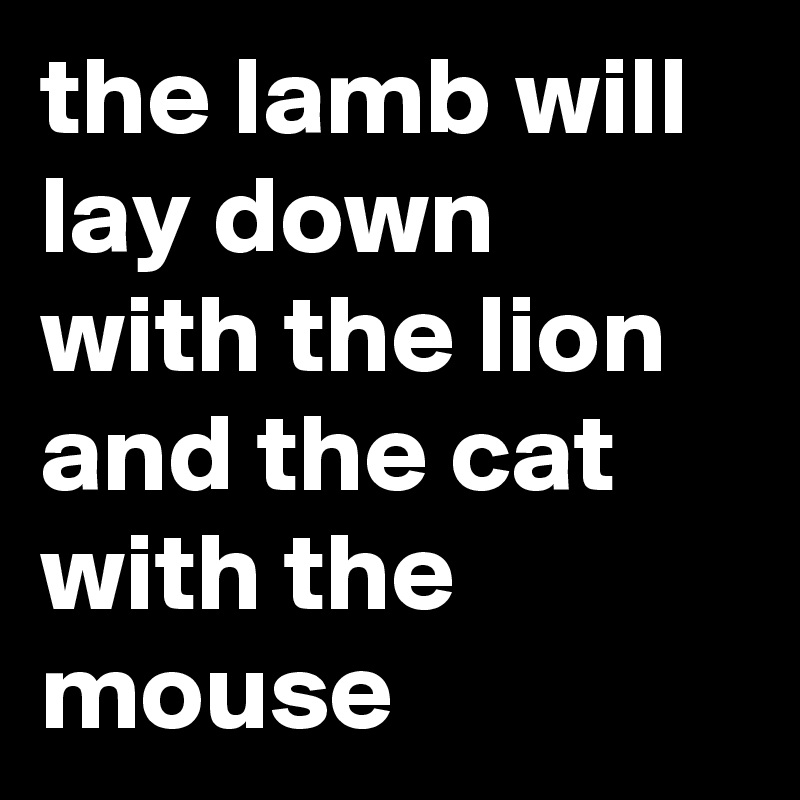 the lamb will lay down with the lion and the cat with the mouse