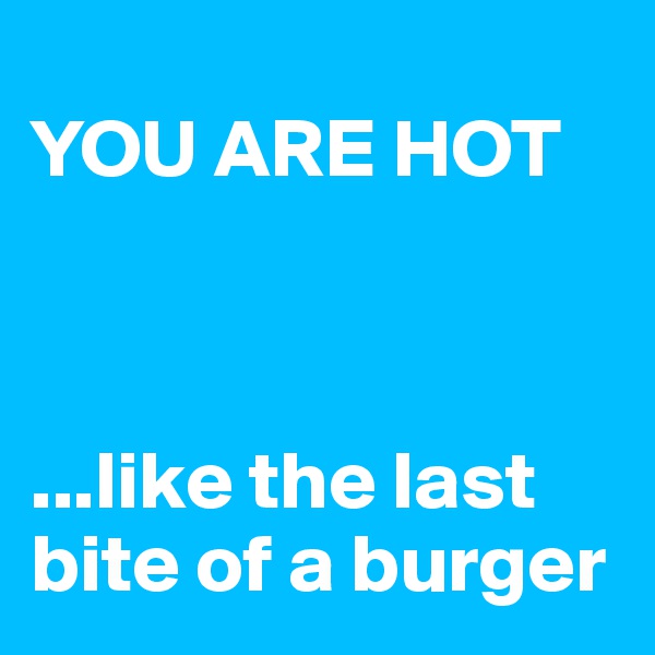 
YOU ARE HOT



...like the last bite of a burger