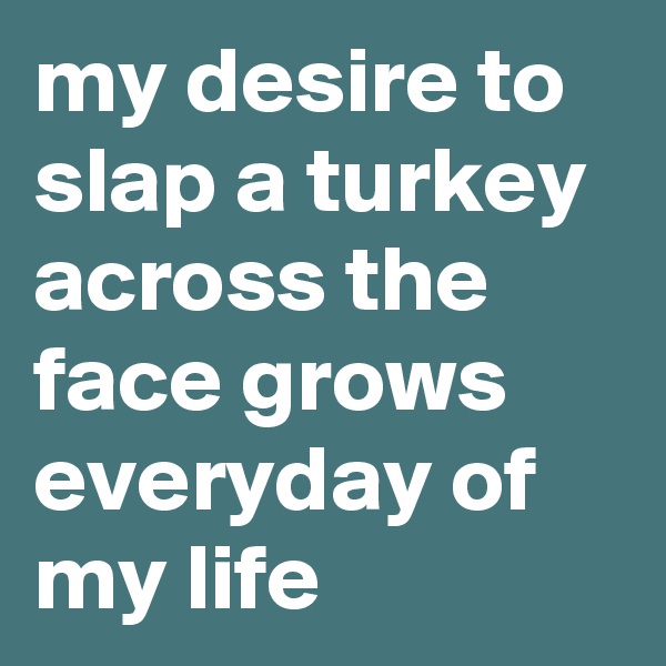 my desire to slap a turkey across the face grows everyday of my life