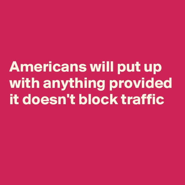


Americans will put up with anything provided it doesn't block traffic 



