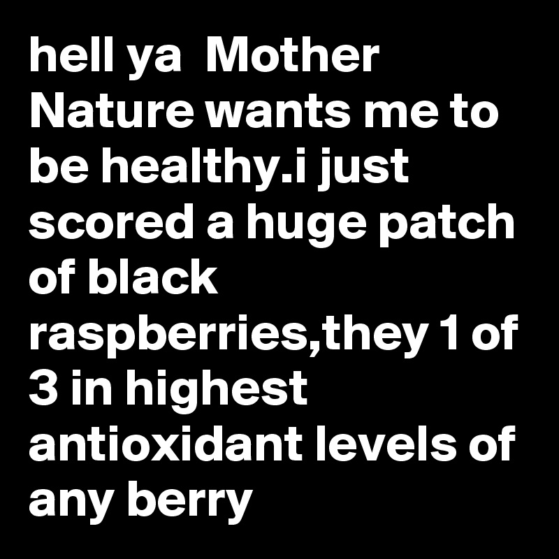 hell ya  Mother Nature wants me to be healthy.i just scored a huge patch of black raspberries,they 1 of 3 in highest  antioxidant levels of any berry