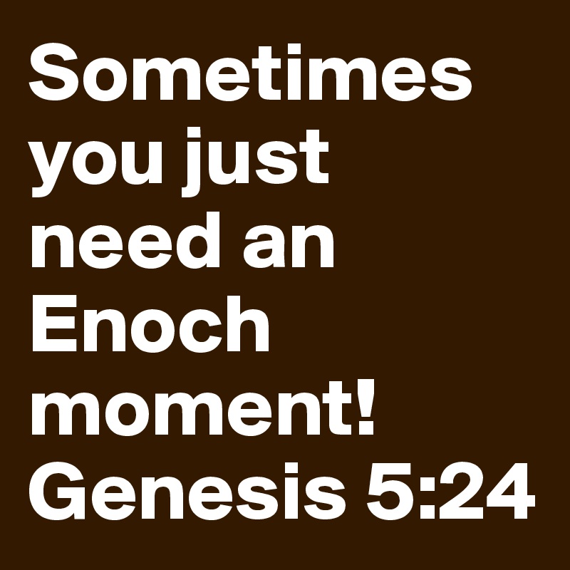 Sometimes you just need an Enoch moment! Genesis 5:24