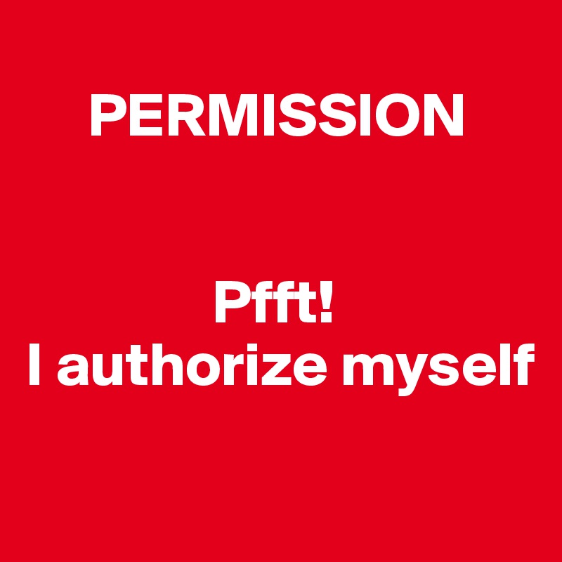  
     PERMISSION


               Pfft!
I authorize myself

