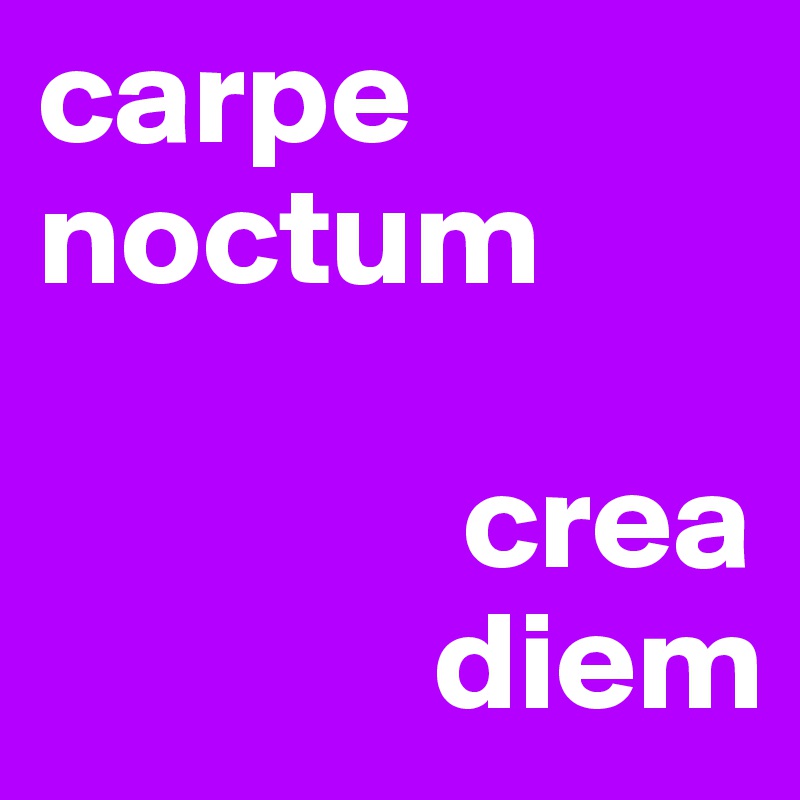 carpe noctum

               crea 
              diem
