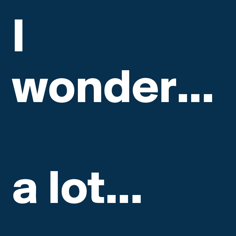 I wonder...

a lot...