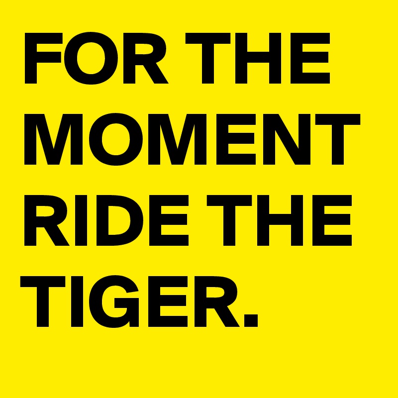 FOR THE MOMENT RIDE THE TIGER.