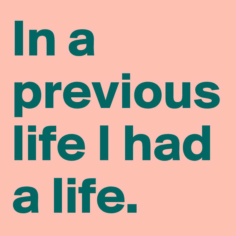 In a previous life I had a life.