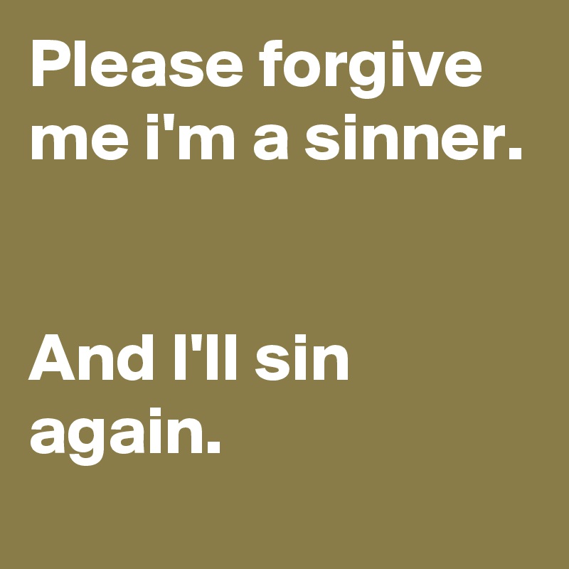 Please forgive me i'm a sinner.


And I'll sin again.