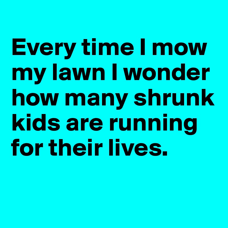
Every time I mow my lawn I wonder how many shrunk kids are running for their lives.

