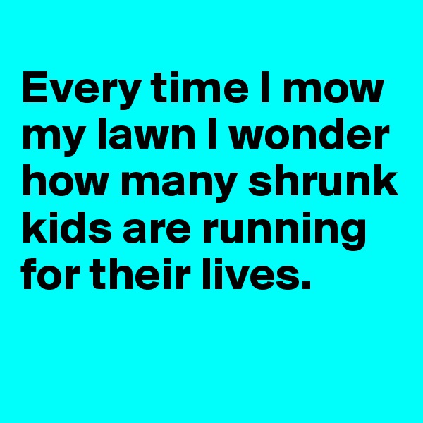 
Every time I mow my lawn I wonder how many shrunk kids are running for their lives.

