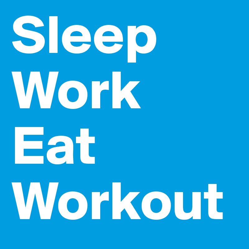 Sleep
Work
Eat
Workout