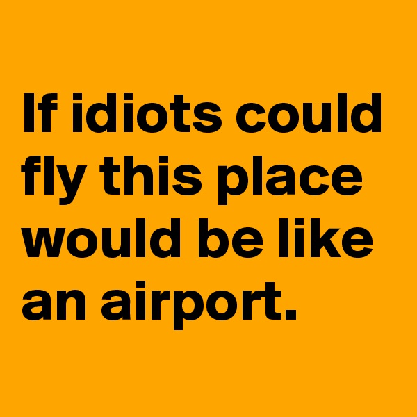 
If idiots could fly this place would be like an airport. 