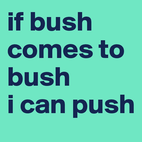 if bush
comes to bush
i can push
