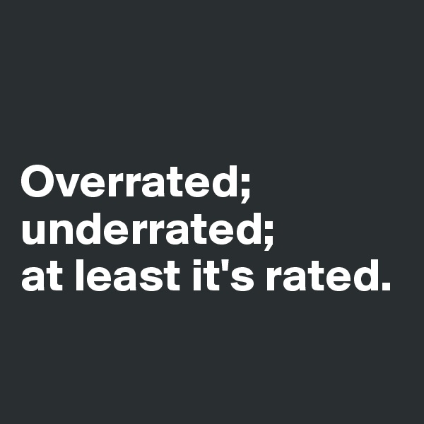 


Overrated;
underrated;
at least it's rated. 

