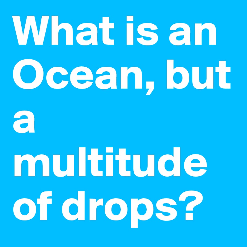 What is an Ocean, but a multitude of drops?